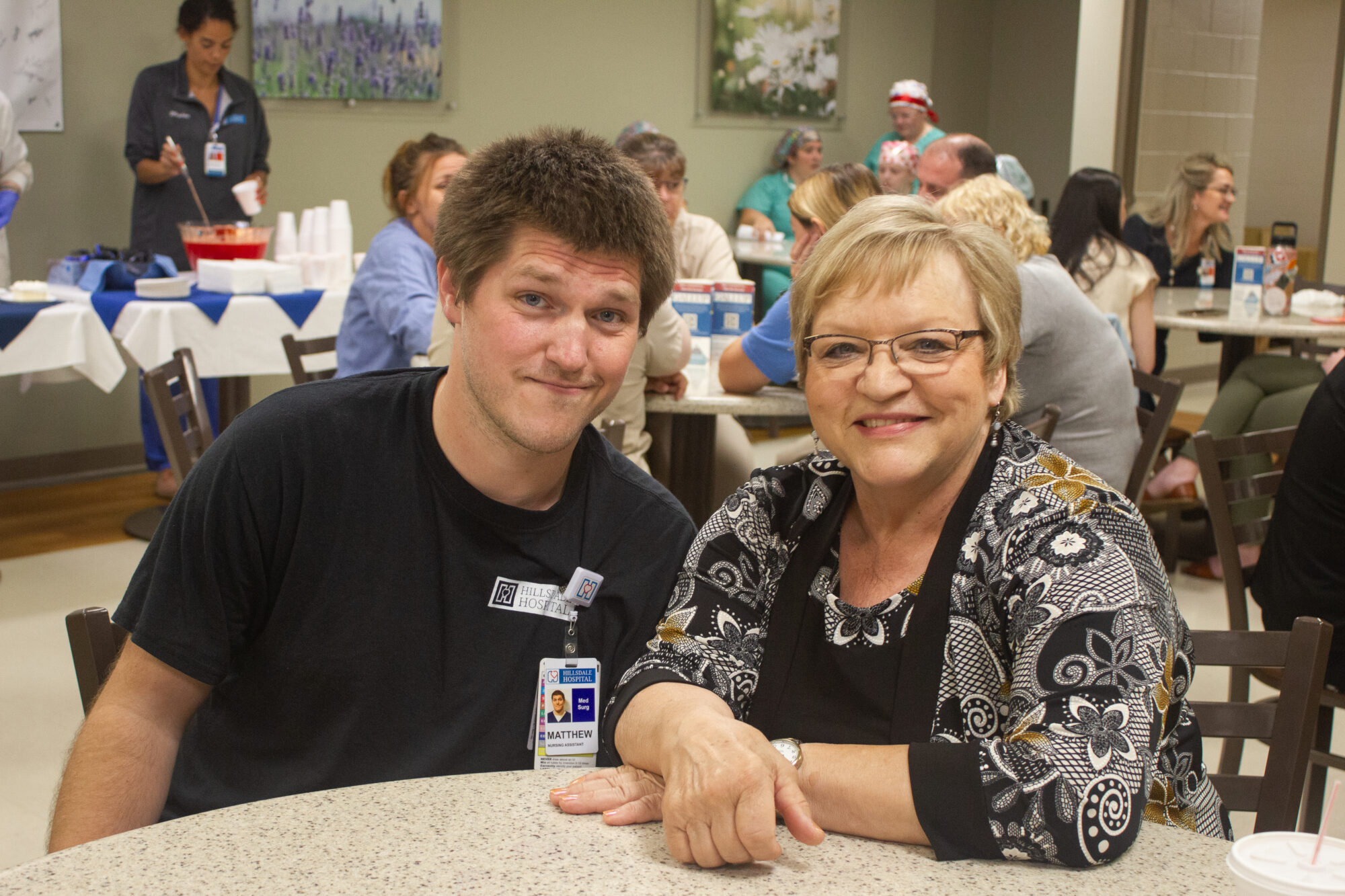 Extra Inch Award winner Matthew Clark, CNA, with Penny Clark, RN, who nominated him for the award.